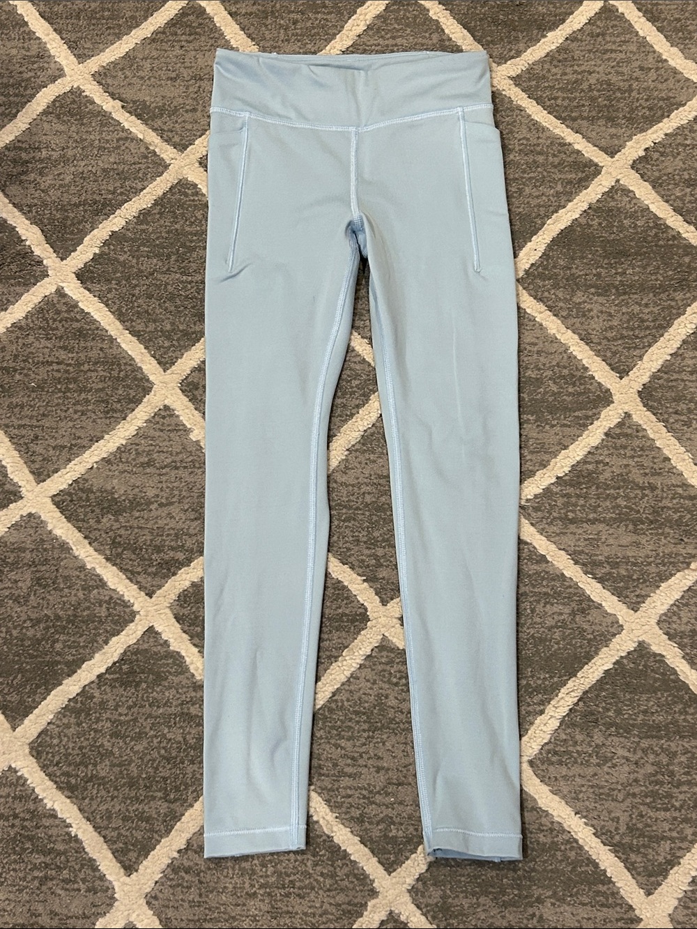 Athleta light Blue Girls Activewear Leggings with Side Pockets